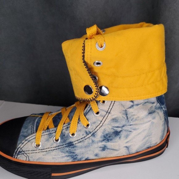 Feng Wei Chuan Fashion Sneaker Boot Converse Denim Yellow, Womens Size 6.5 EU 37 - Picture 8 of 9